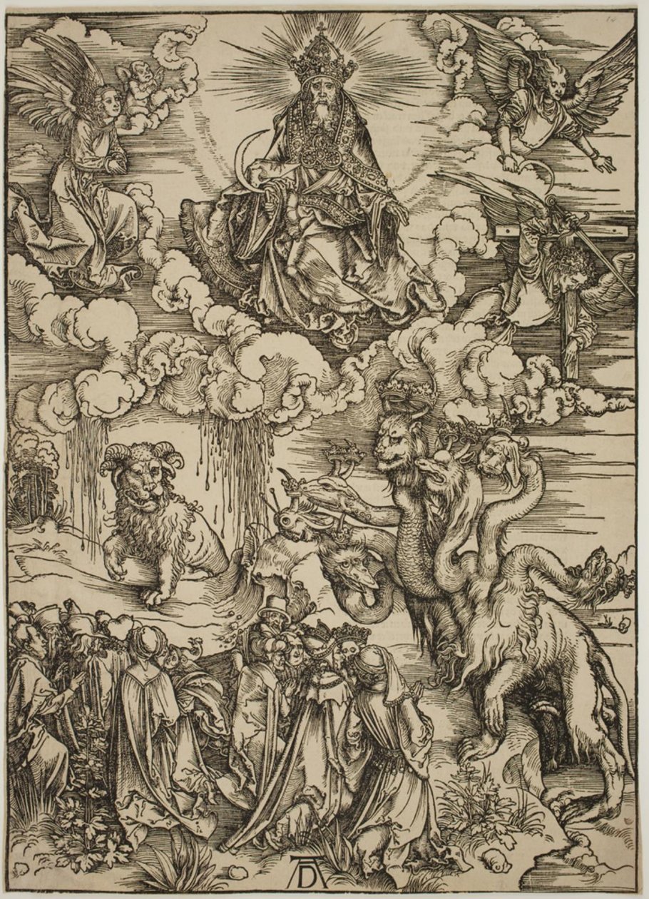 Het Beest met Twee Hoorns als een Lam door Albrecht Dürer