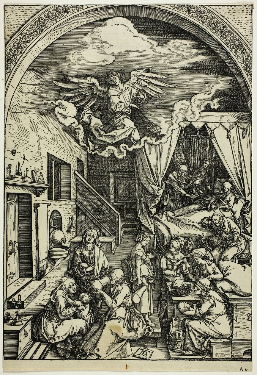 De Geboorte van de Maagd, uit Het Leven van de Maagd door Albrecht Dürer