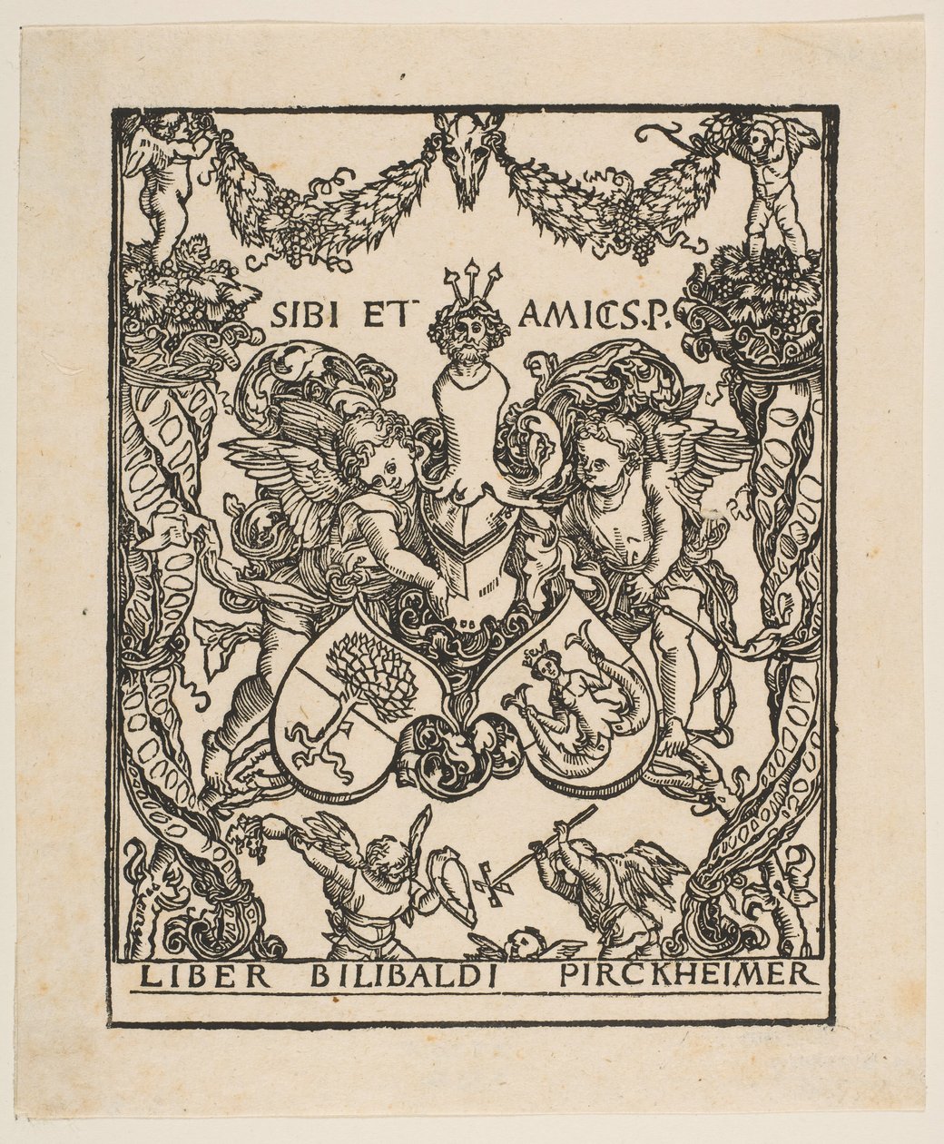 Het Boekplaat van Wilibald Pirckheimer door Albrecht Dürer