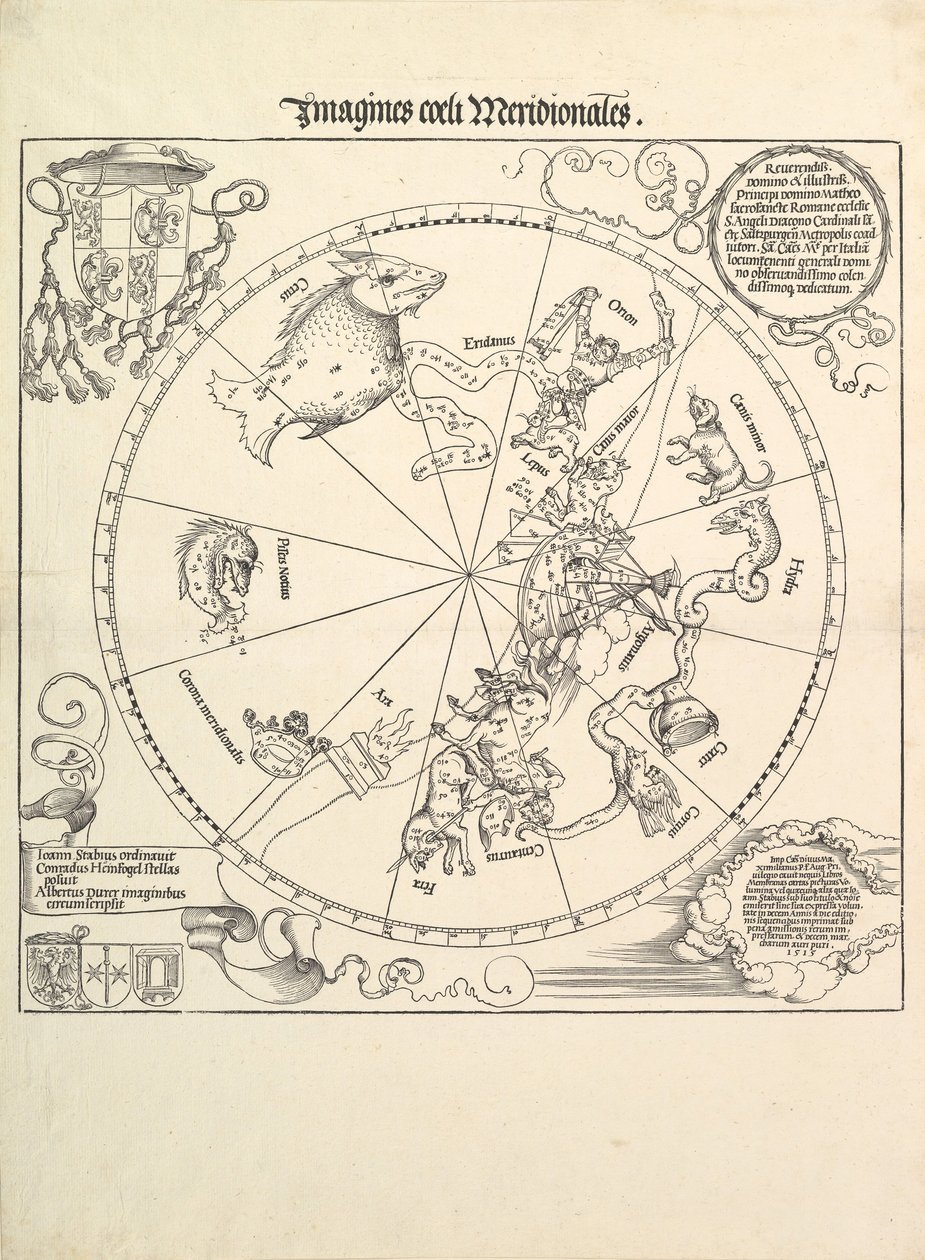 De hemelglobe - Zuidelijk halfrond, 1515 door Albrecht Dürer