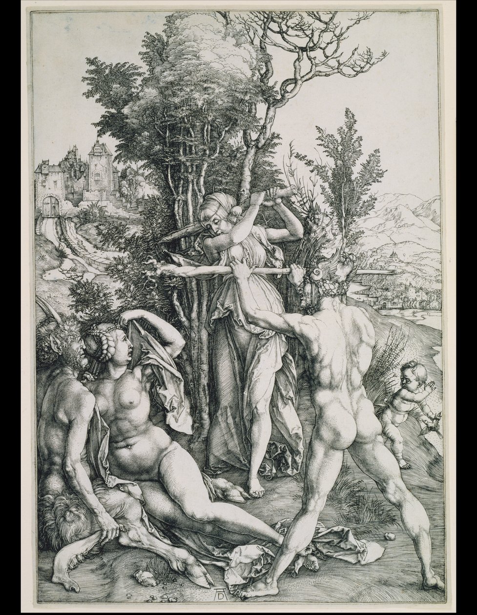 De strijd tussen de deugd en het genot in aanwezigheid van Hercules door Albrecht Dürer