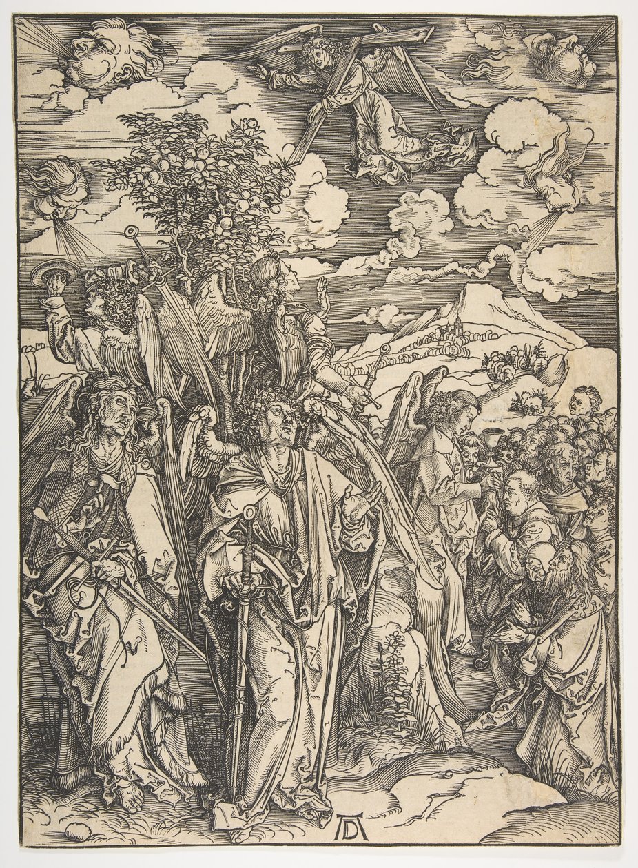 De Vier Engelen die de Winden Vasthouden, uit De Apocalyps, Duitse Editie, 1498, ca. 1498 door Albrecht Dürer