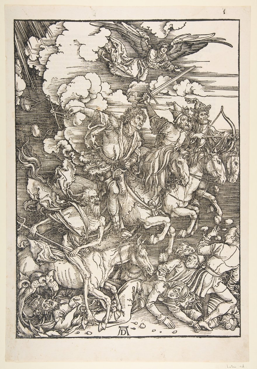 De vier ruiters, uit De Apocalyps, Latijnse editie door Albrecht Dürer