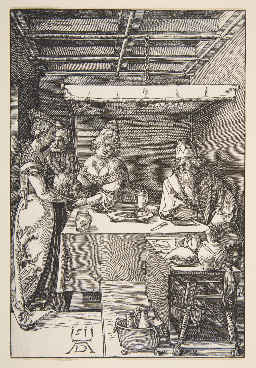 Het hoofd van Johannes de Doper werd bij Herodes gebracht door Albrecht Dürer