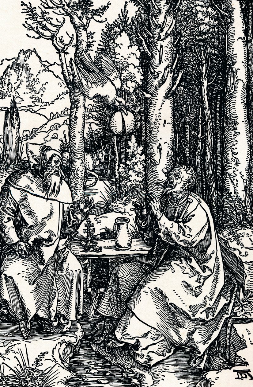 De kluizenaars St. Antonius en St. Paulus door Albrecht Dürer