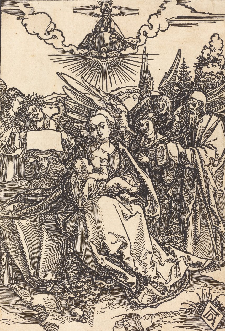 De Heilige Familie met vijf engelen door Albrecht Dürer