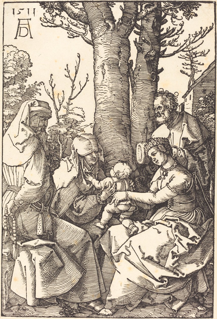 De Heilige Familie met Joachim en Anna onder een Boom door Albrecht Dürer