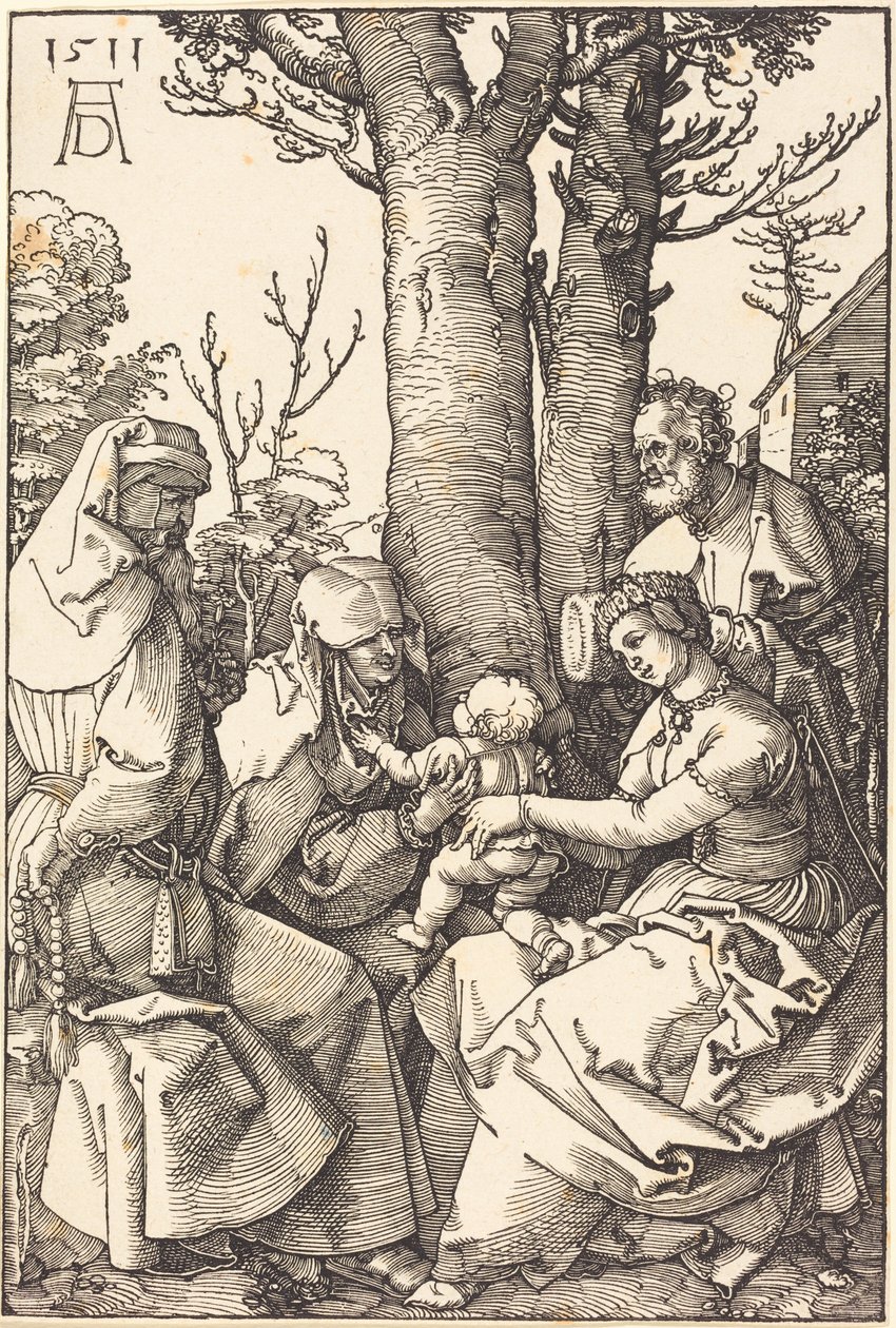 De Heilige Familie met Joachim en Anna onder een boom door Albrecht Dürer