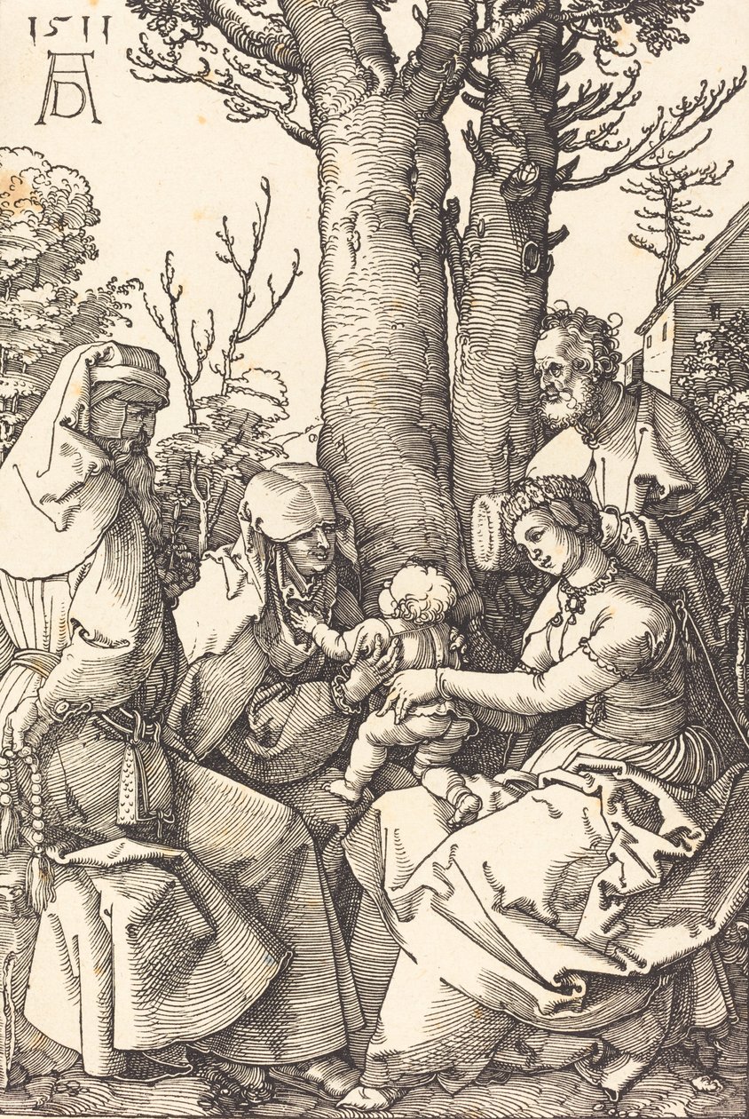 De Heilige Familie met Joachim en Anna onder een Boom, 1511 door Albrecht Dürer