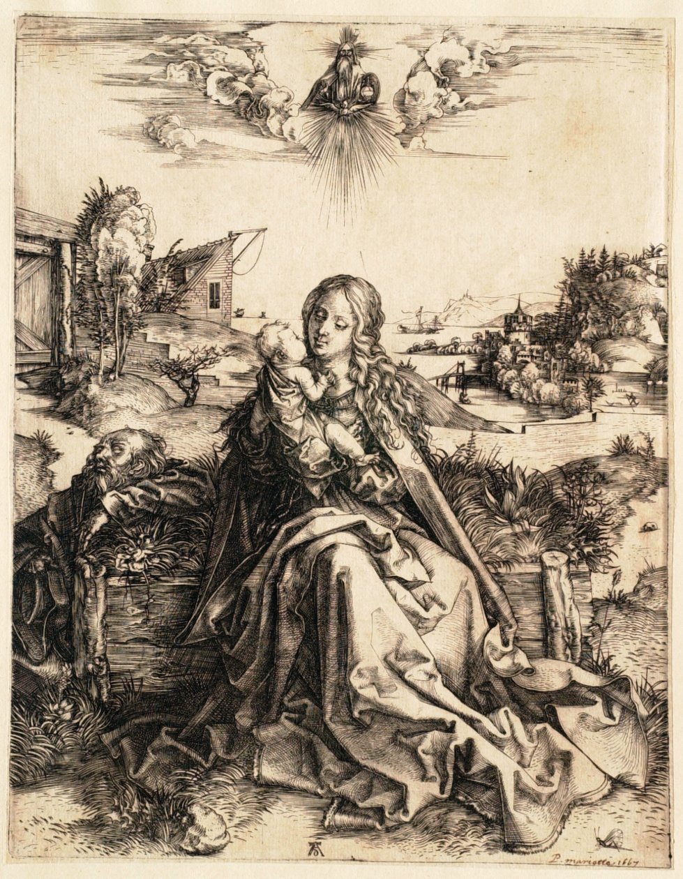 De Heilige Familie met de vlinder door Albrecht Dürer