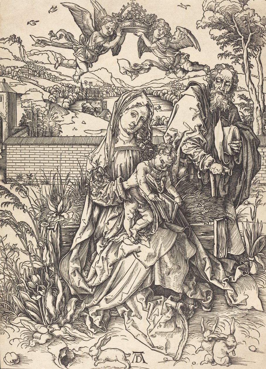 De Heilige Familie met de Drie Hazen door Albrecht Dürer