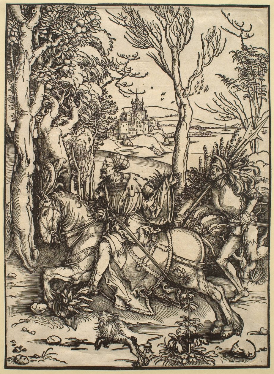 De ridder te paard en de landsknecht door Albrecht Dürer