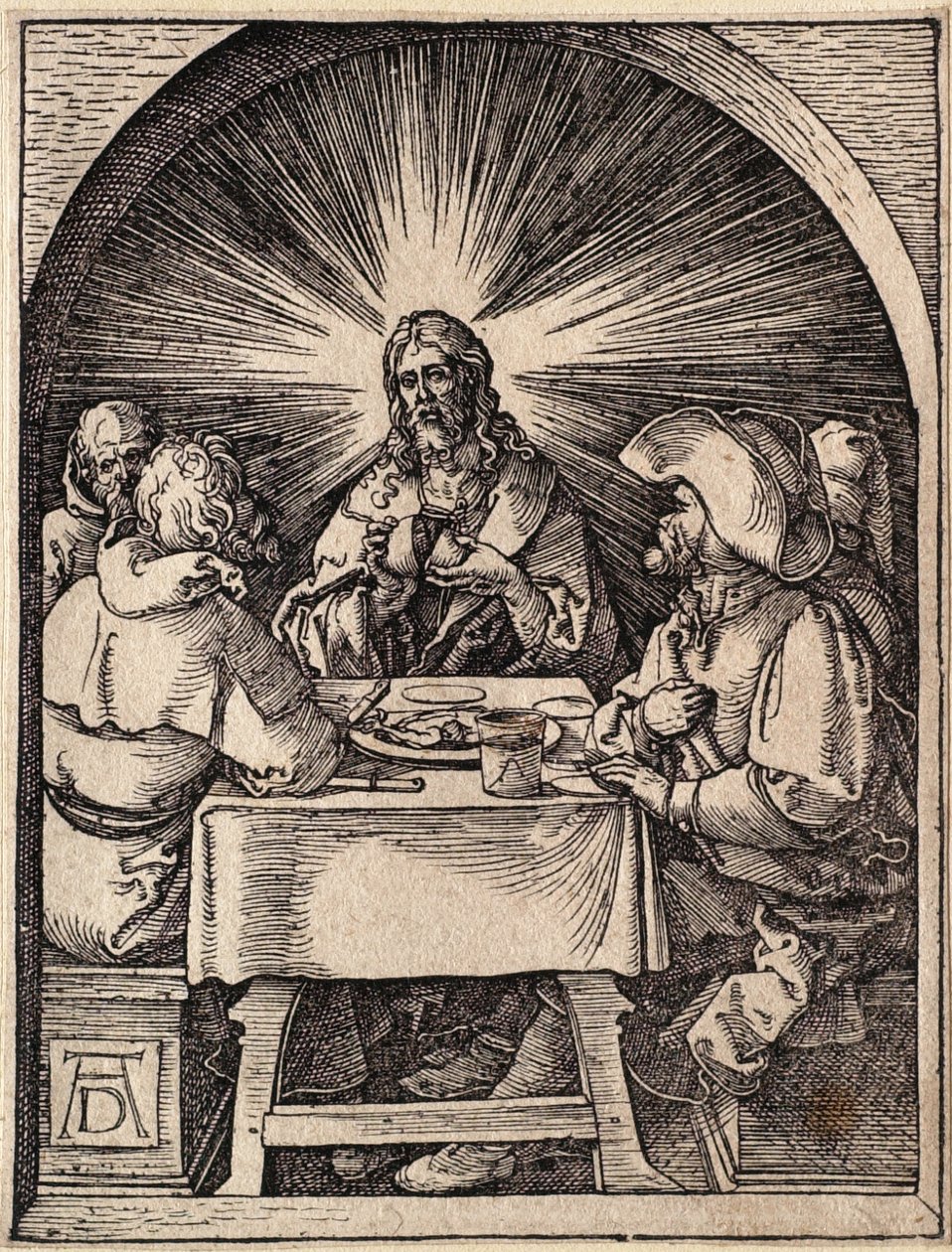 De Kleine Passie: Christus in Emmaüs door Albrecht Dürer