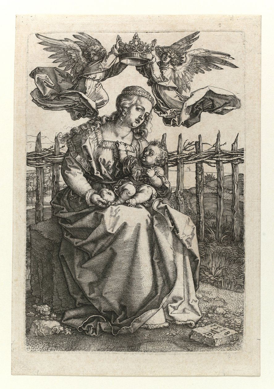 De Madonna en Kind gekroond door twee engelen, 1518 door Albrecht Dürer