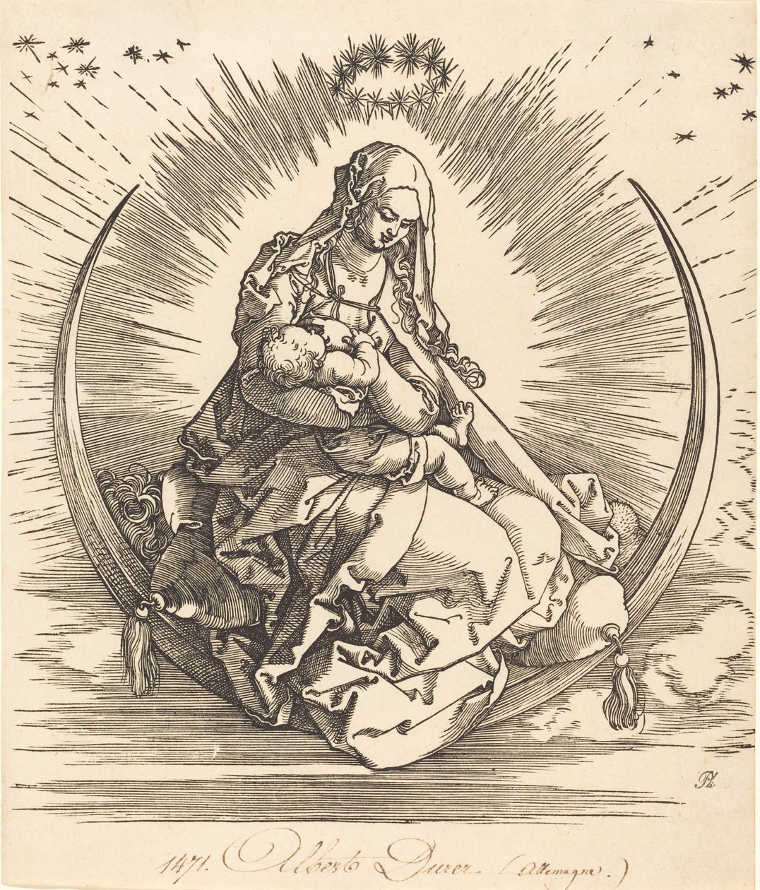 De Madonna op de maansikkel, 1510-1511 door Albrecht Dürer