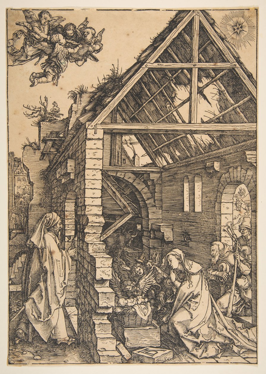 De Geboorte, uit Het Leven van de Maagd door Albrecht Dürer