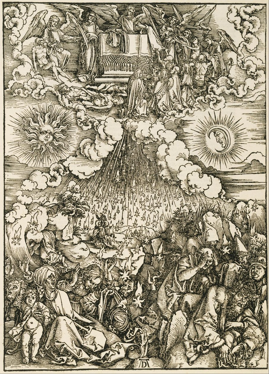 De opening van het vijfde en zesde zegel door Albrecht Dürer