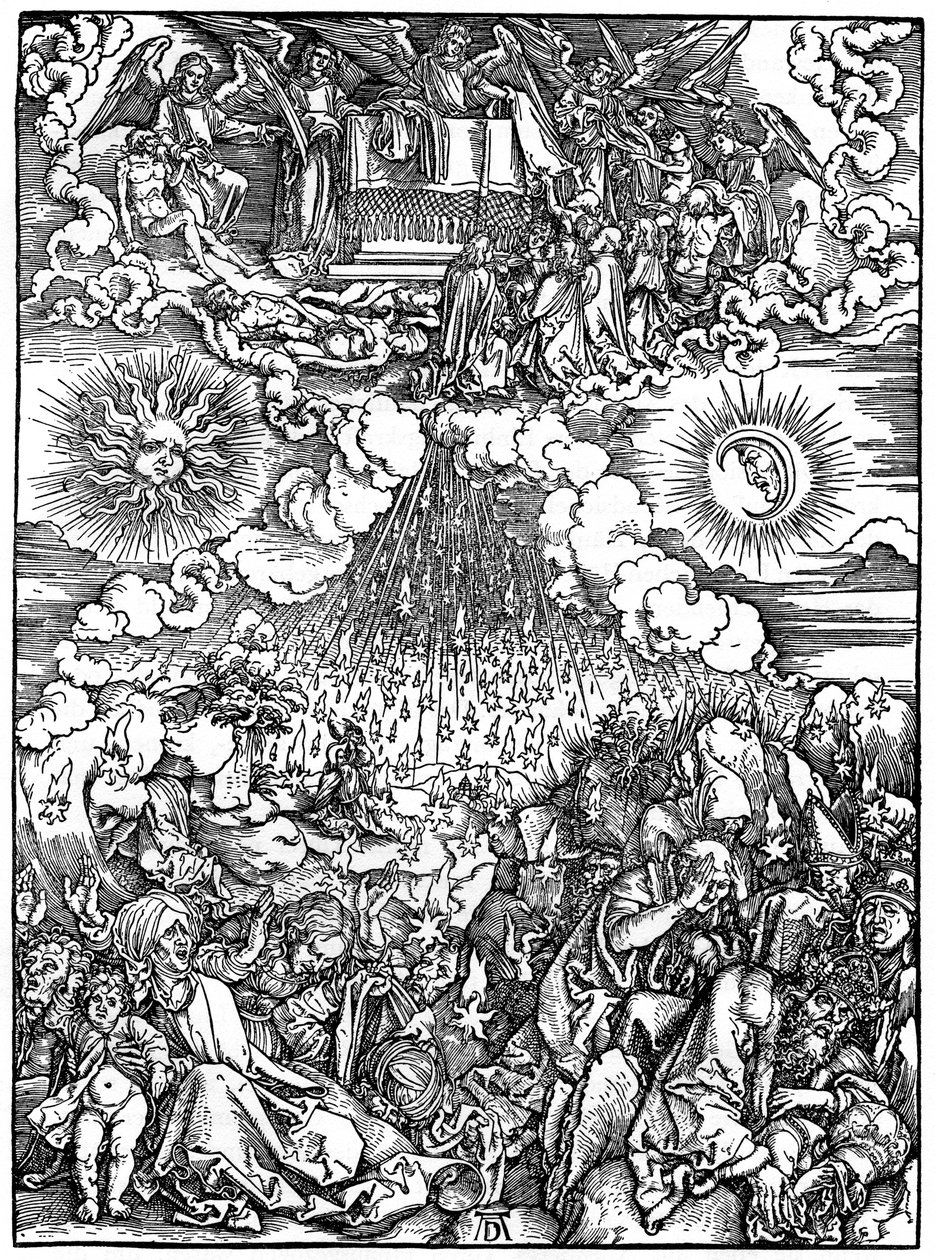 De opening van het vijfde en zesde zegel door Albrecht Dürer