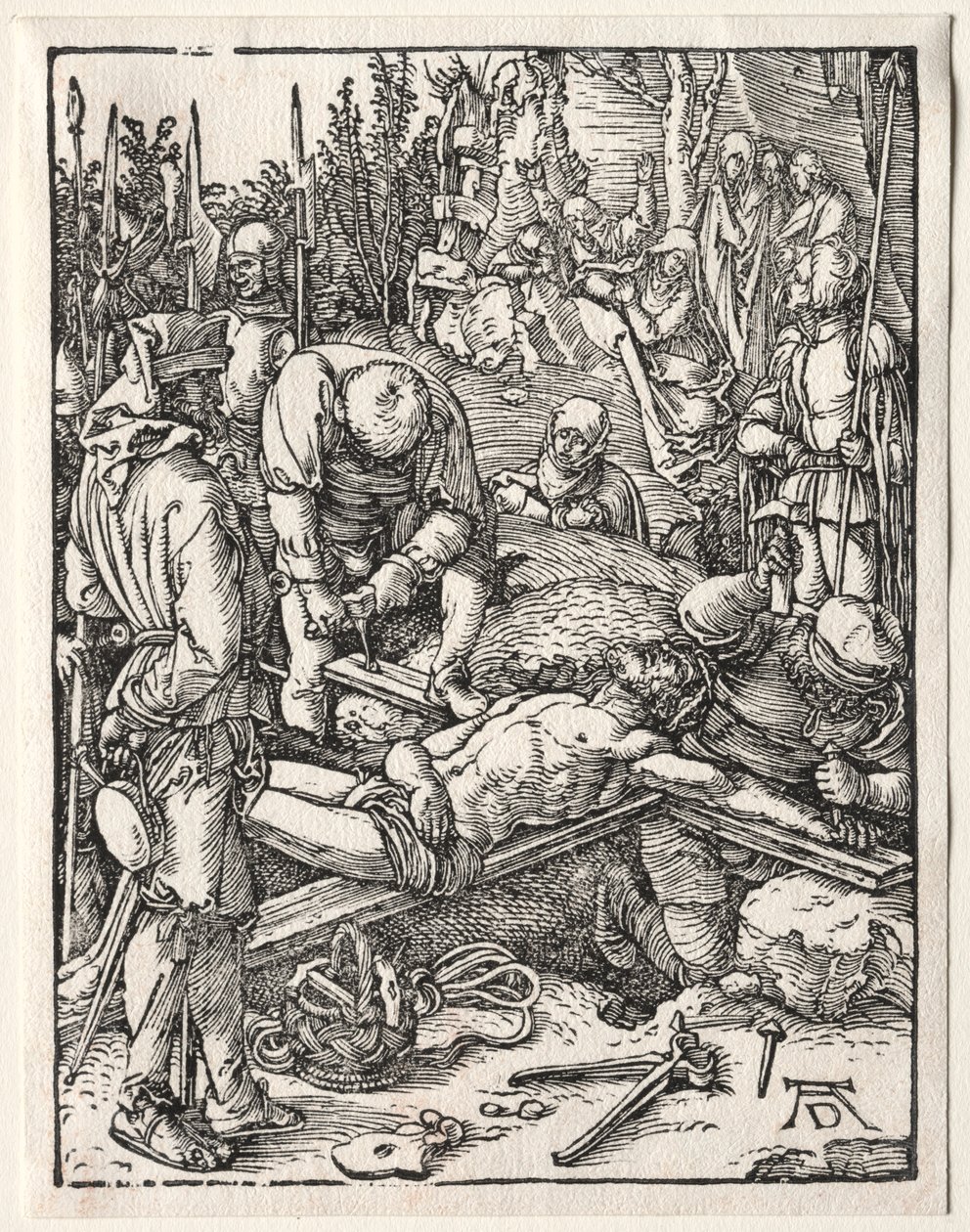 De Kleine Passie: Christus wordt aan het kruis genageld, 1509-1511 door Albrecht Dürer
