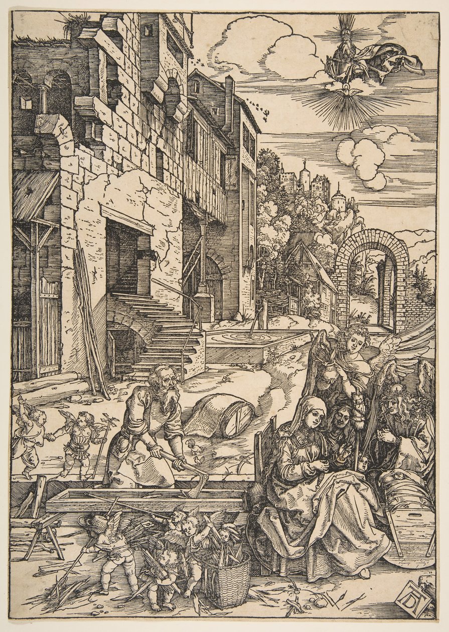 Het Verblijf van de Heilige Familie in Egypte, uit Het Leven van de Maagd, na 1511 door Albrecht Dürer