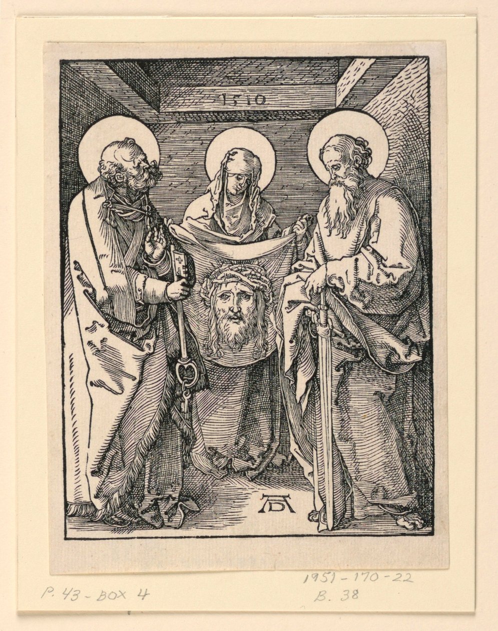 De Sudarium (Heiligen Veronica, Peter en Paul), uit De Kleine Passie Serie door Albrecht Dürer