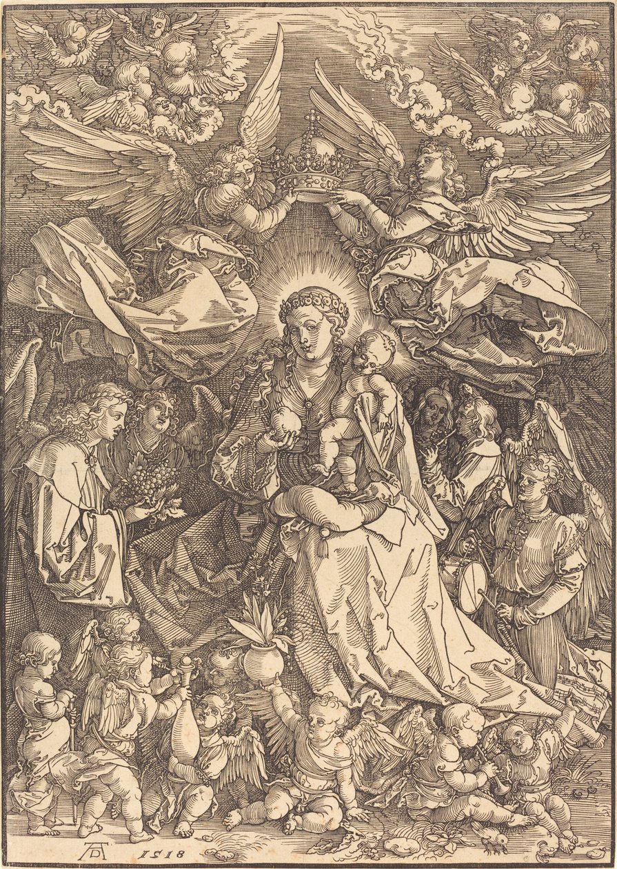 De Maagd omringd door vele engelen door Albrecht Dürer