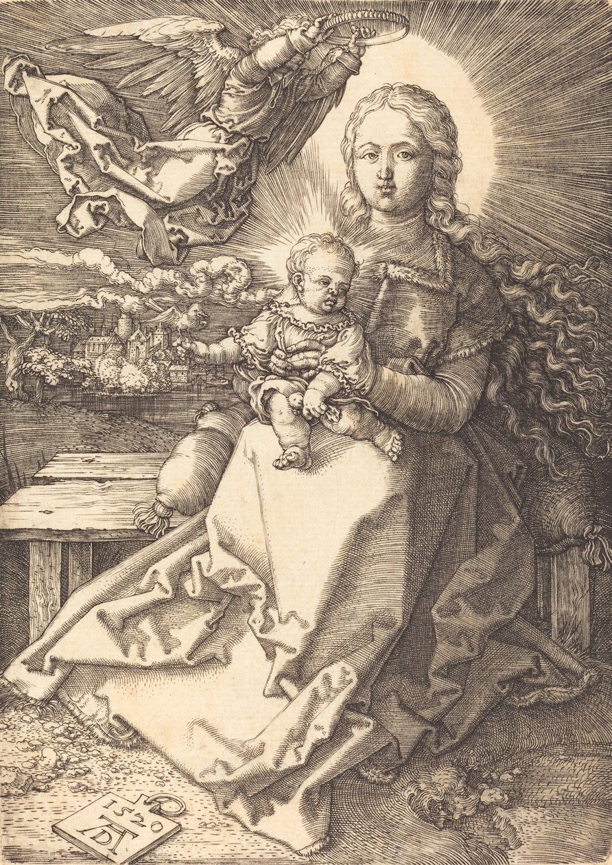 De Maagd en het Kind gekroond door een engel, 1520 door Albrecht Dürer