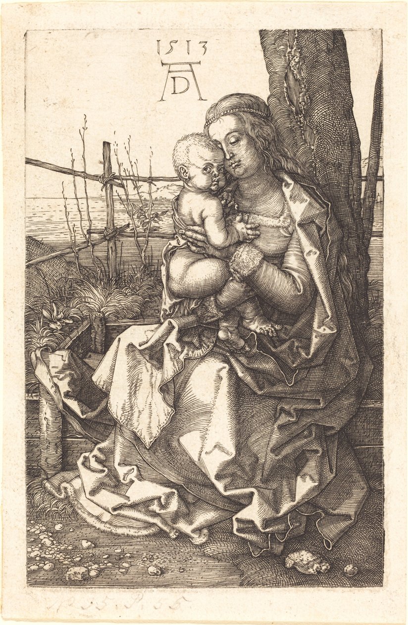 De Maagd en het Kind zittend bij een boom door Albrecht Dürer