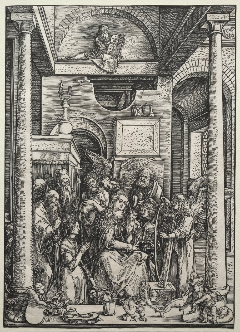 De Maagd en Kind Omringd door Heiligen en Engelen door Albrecht Dürer