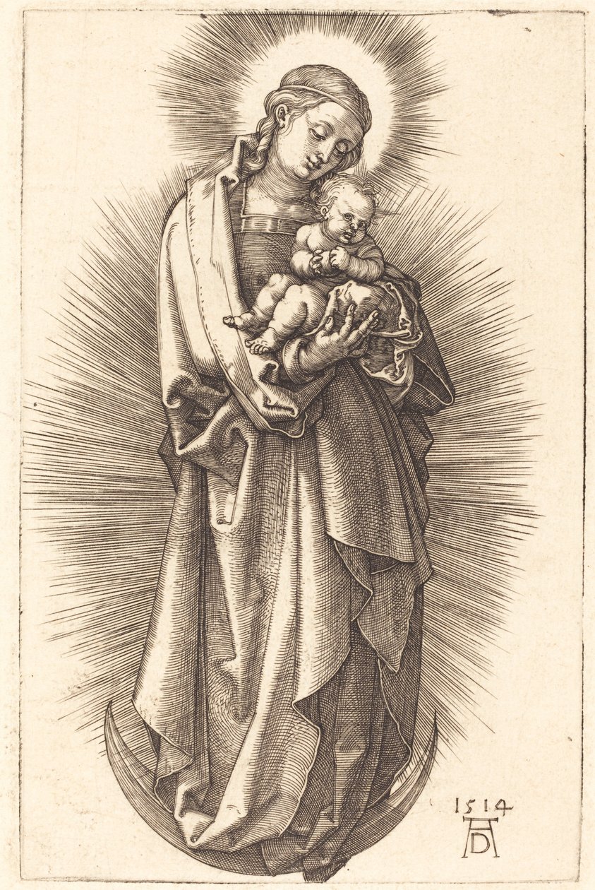 De Maagd en het Kind op een Halve Maan met een Diadeem door Albrecht Dürer