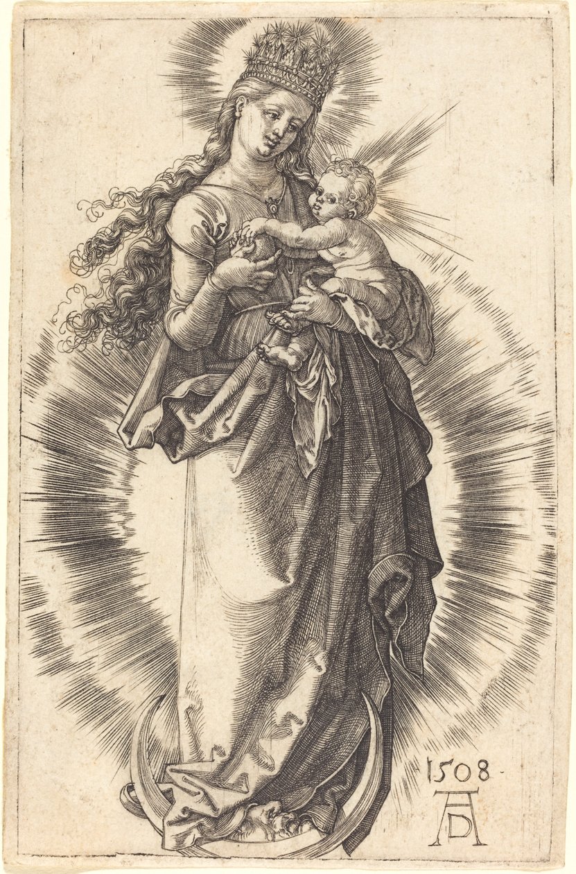 De Maagd en het Kind op een Halve Maan met een Sterrenkroon door Albrecht Dürer