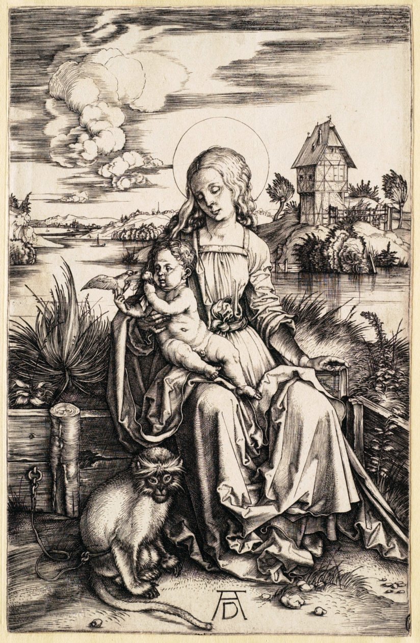 De Maagd met het Kind en de aap door Albrecht Dürer