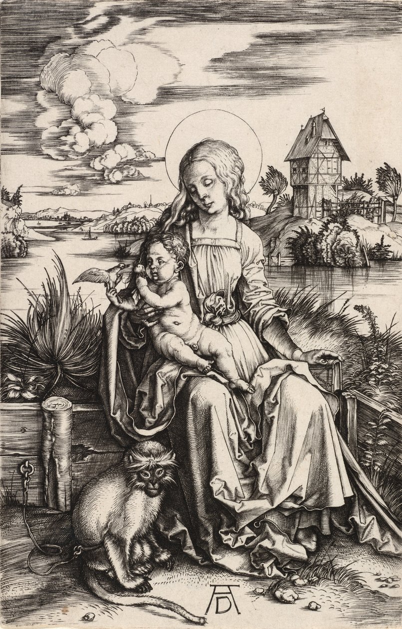 De Maagd en het Kind met de Aap door Albrecht Dürer