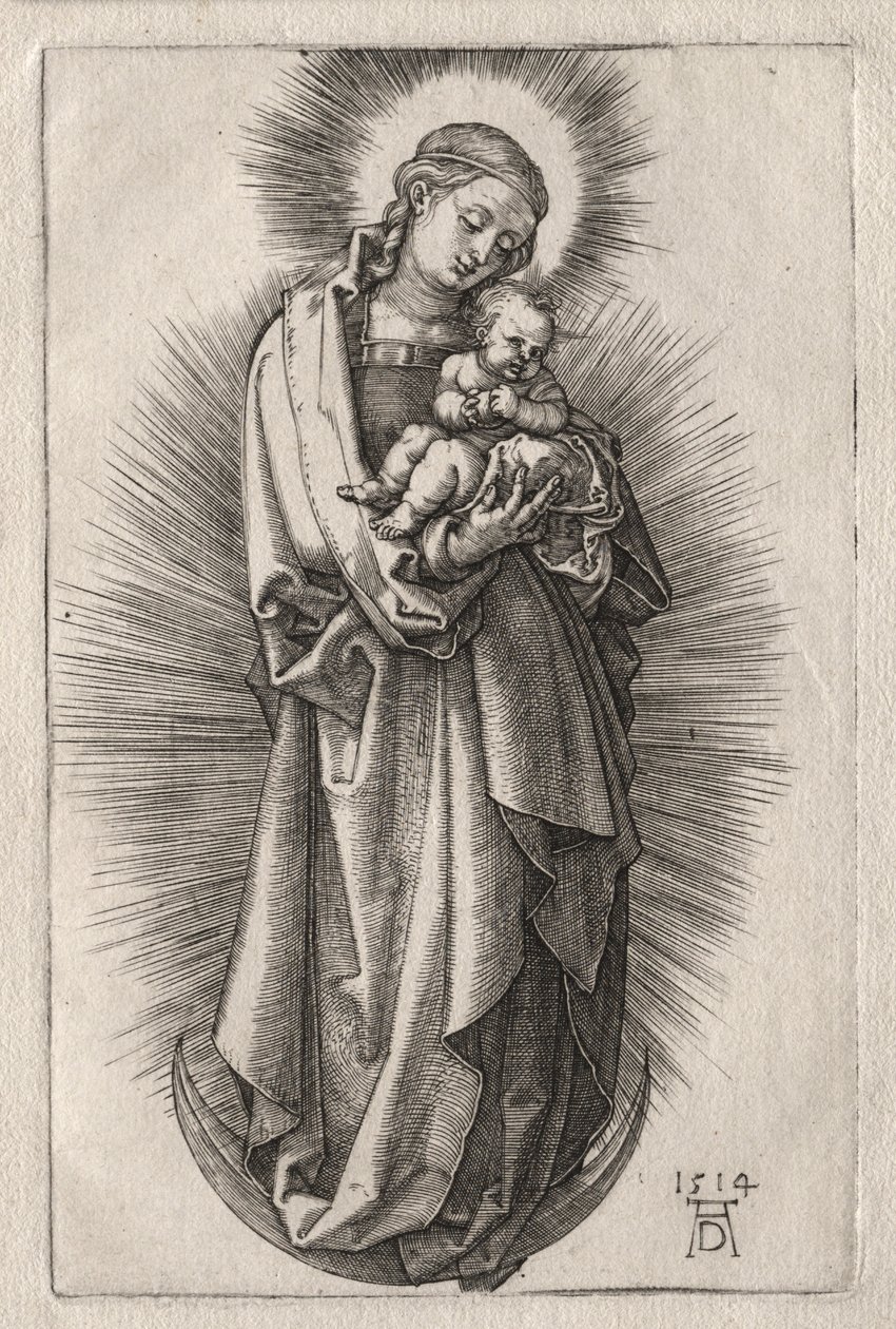 De Maagd met haarband op een halve maan door Albrecht Dürer
