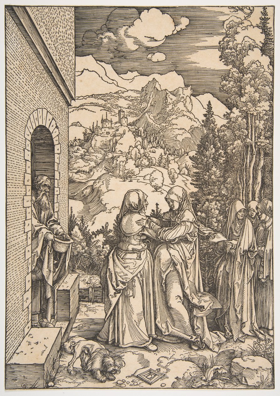 De Bezoeking, uit „Het leven van de Maagd” door Albrecht Dürer