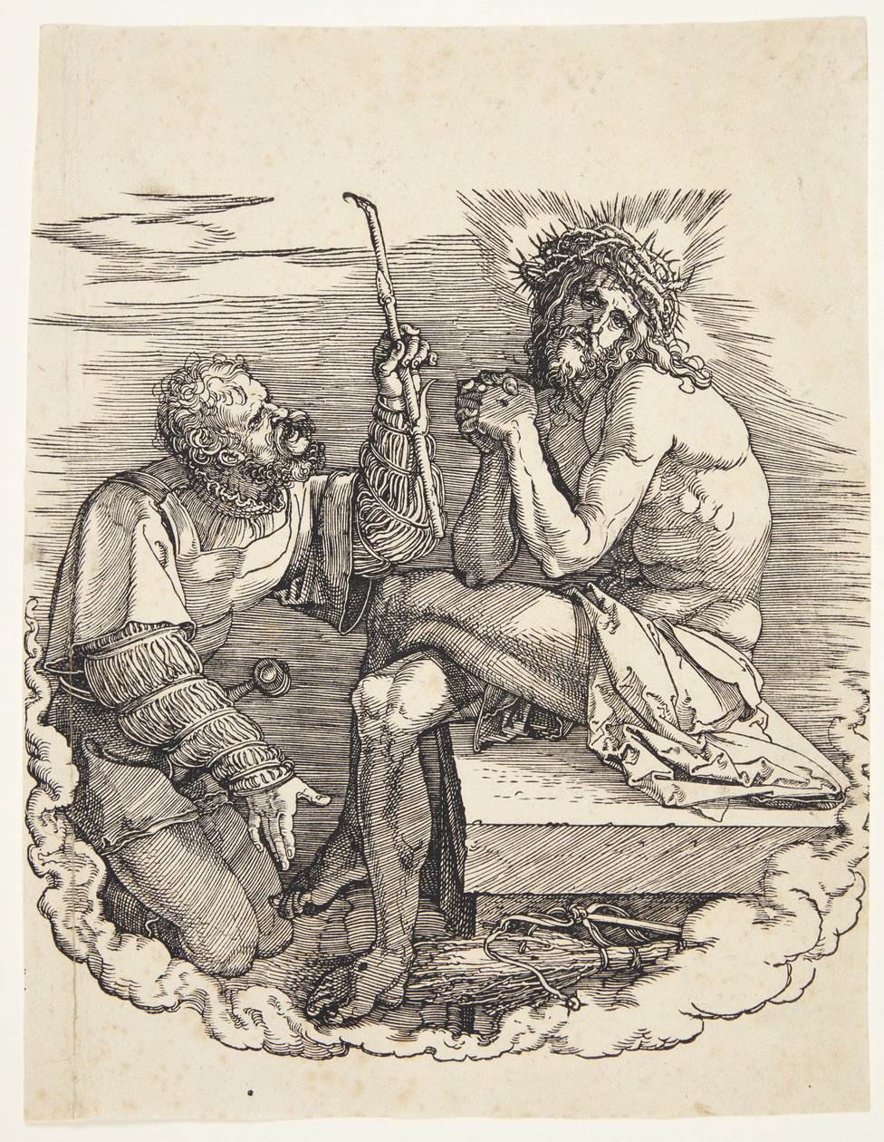 De man van smarten bespot door een soldaat door Albrecht Dürer