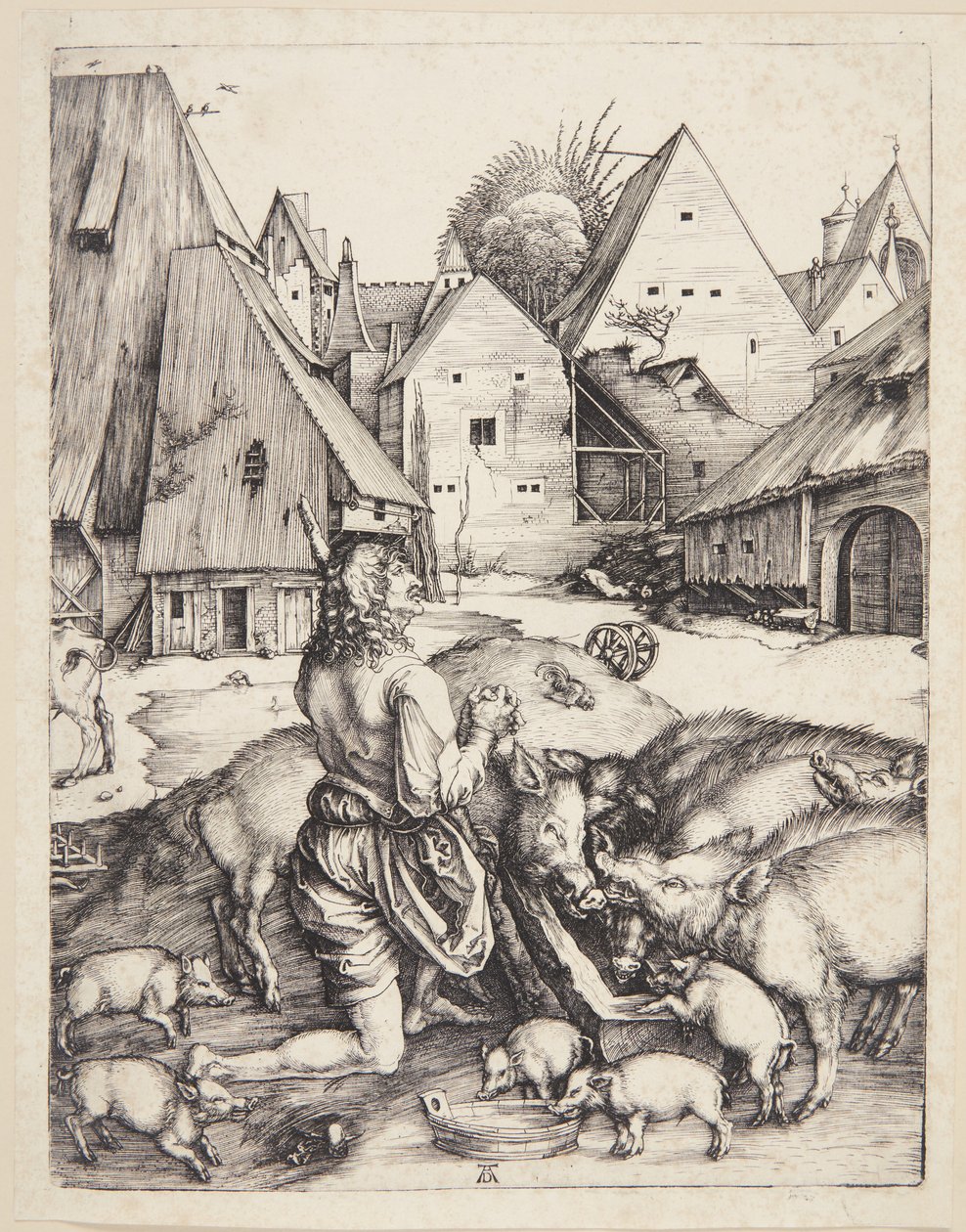 De verloren zoon tussen de zwijnen door Albrecht Dürer