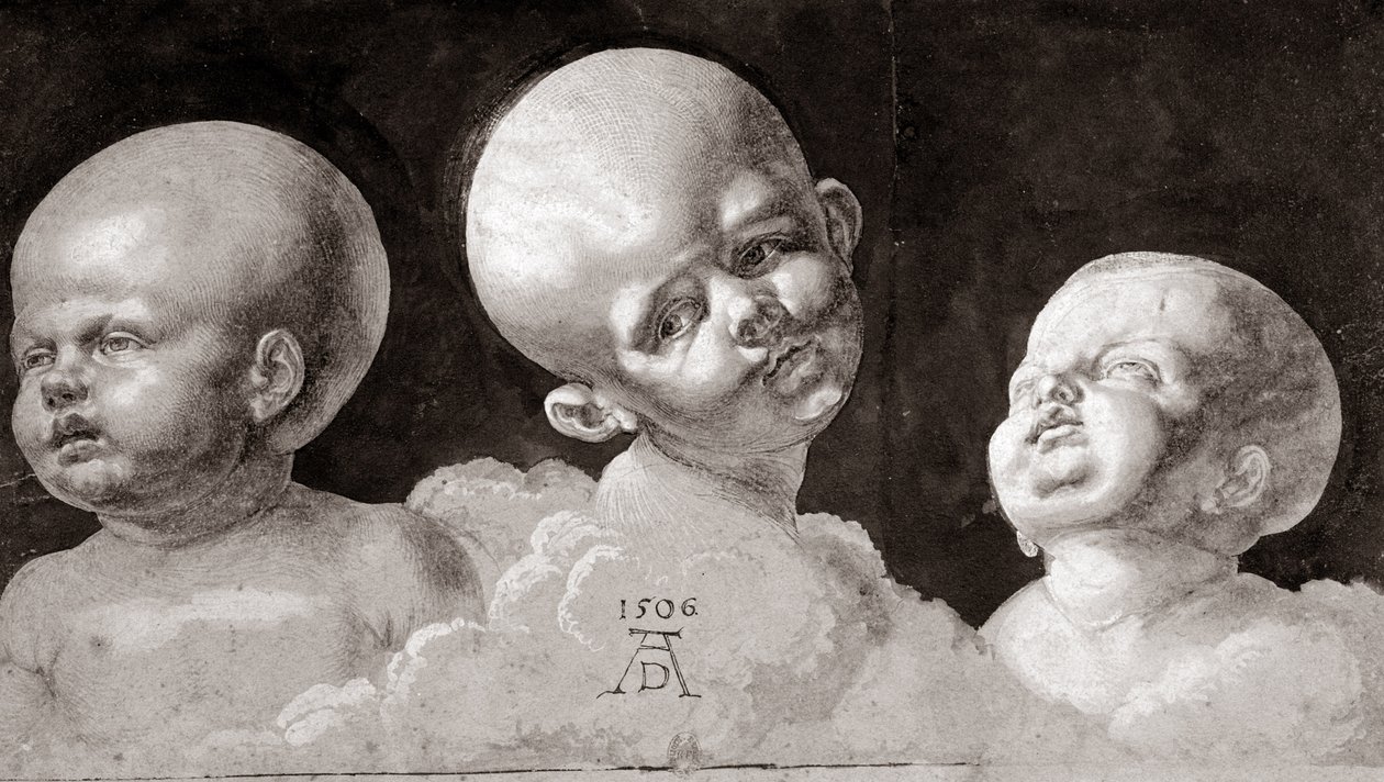 Drie hoofden van kinderen door Albrecht Dürer