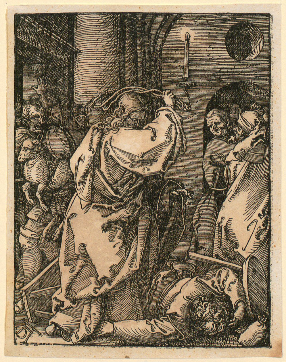 De verdrijving van de kooplieden, blad 7 uit de reeks "Kleine houtsnedepassie" door Albrecht Dürer
