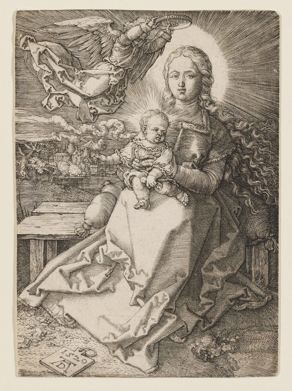 Maagd gekroond door één engel door Albrecht Dürer