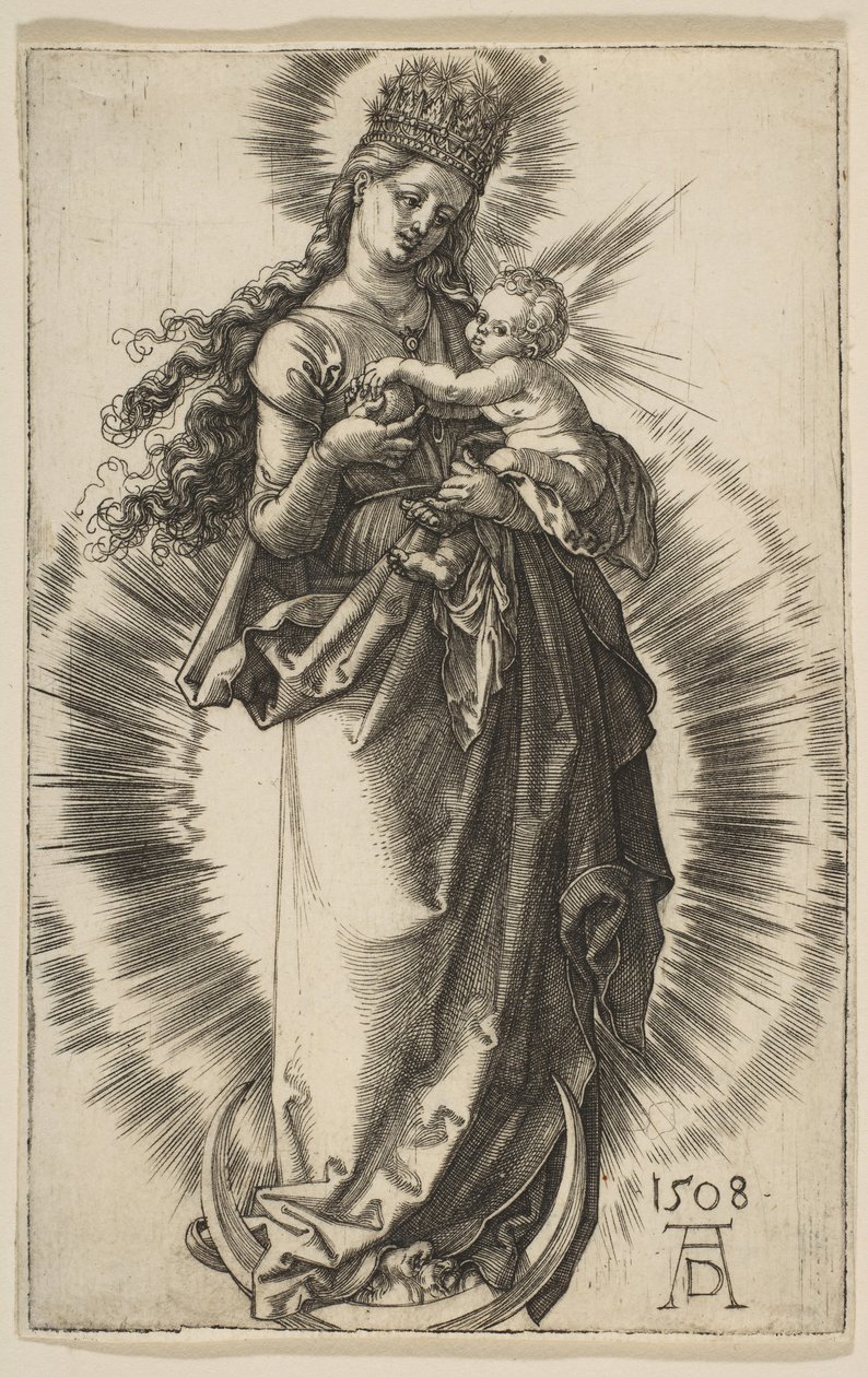 Maagd op een maansikkel met een sterrenkroon door Albrecht Dürer