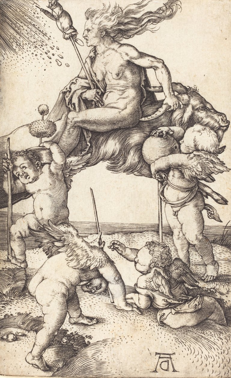 Heks Rijdend op een Geit door Albrecht Dürer