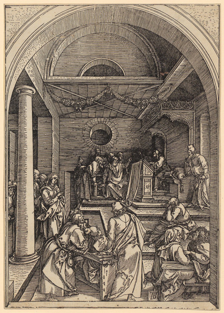De twaalfjarige Jezus in de tempel, blad 16 uit de serie „Het leven van Maria” door Albrecht Dürer