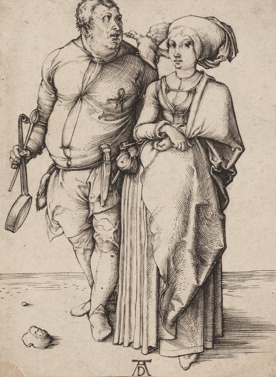 Een kok en zijn vrouw, ca. 1496 (gravure) door Albrecht Dürer