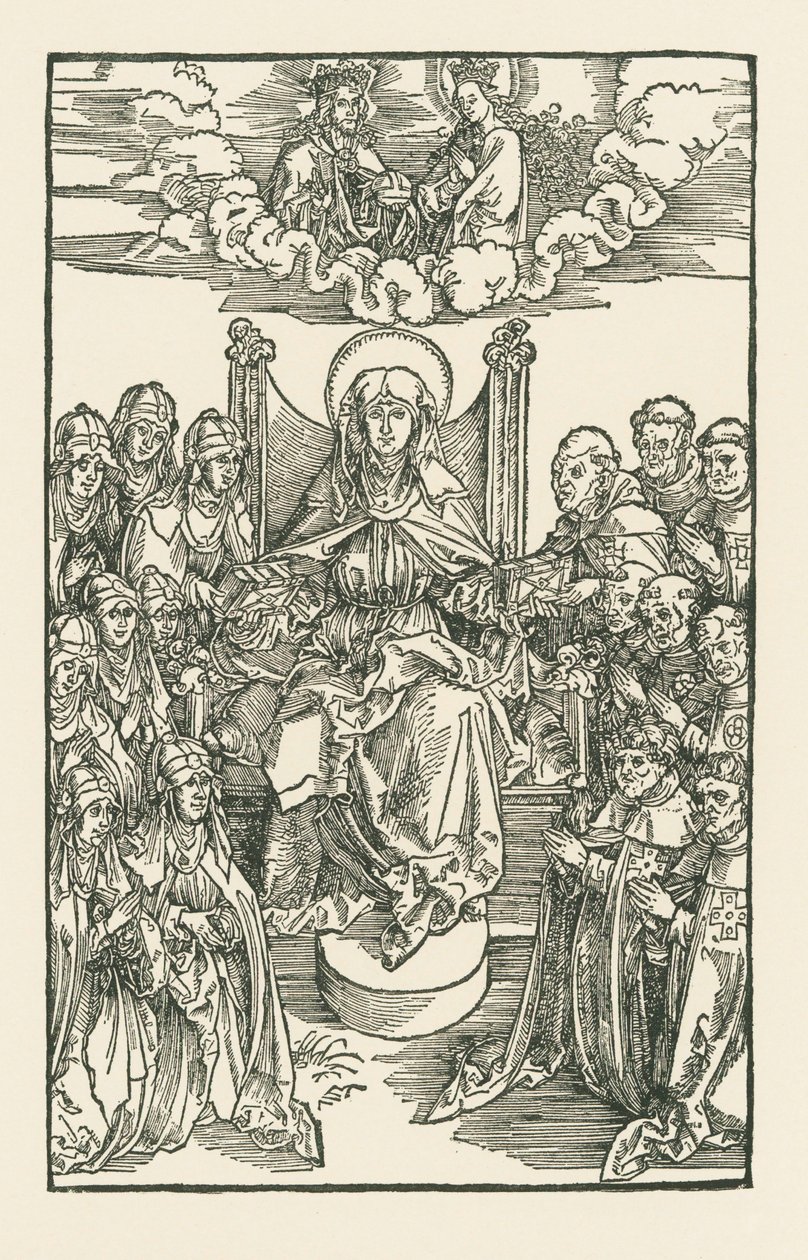 Birgitta omringd door nonnen en monniken door Albrecht Dürer or Duerer