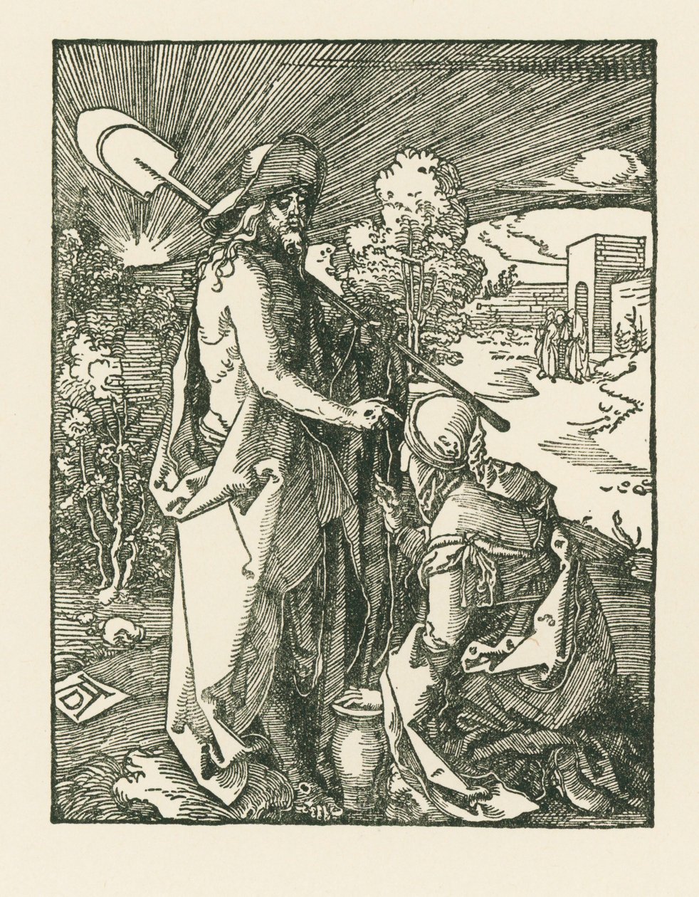 Christus verschijnt aan Maria Magdalena - Noli Me Tangere, ca.1510 (houtsnede) door Albrecht Dürer or Duerer