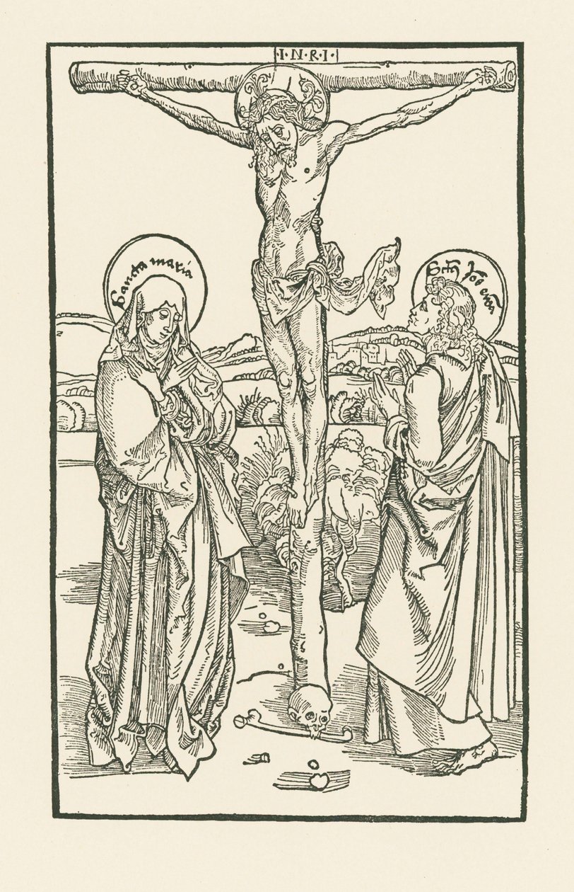 Christus aan het kruis met Maria Maagd en Johannes door Albrecht Dürer or Duerer