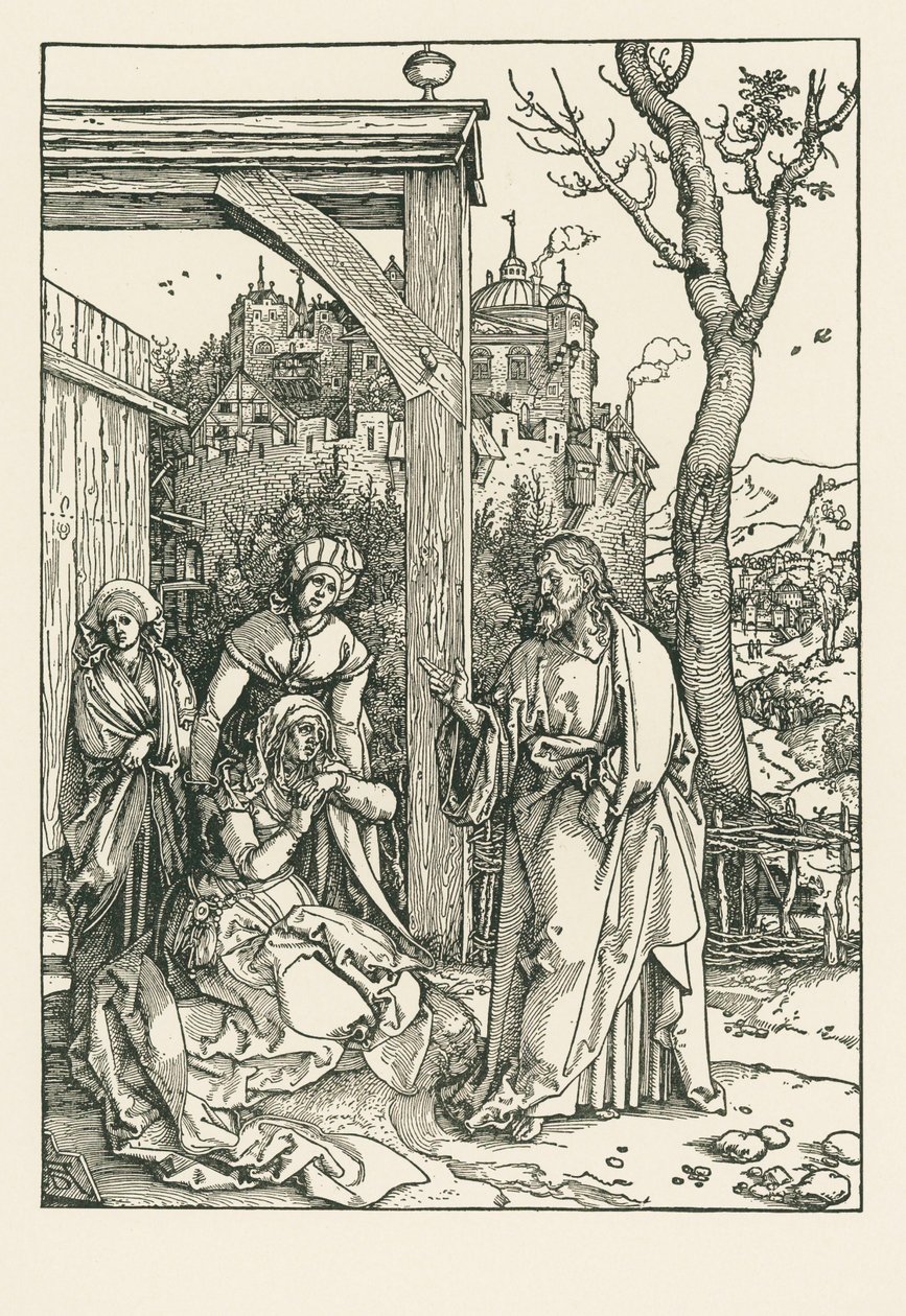Christus neemt afscheid van zijn Moeder, c.1504 (houtsnede) door Albrecht Dürer or Duerer