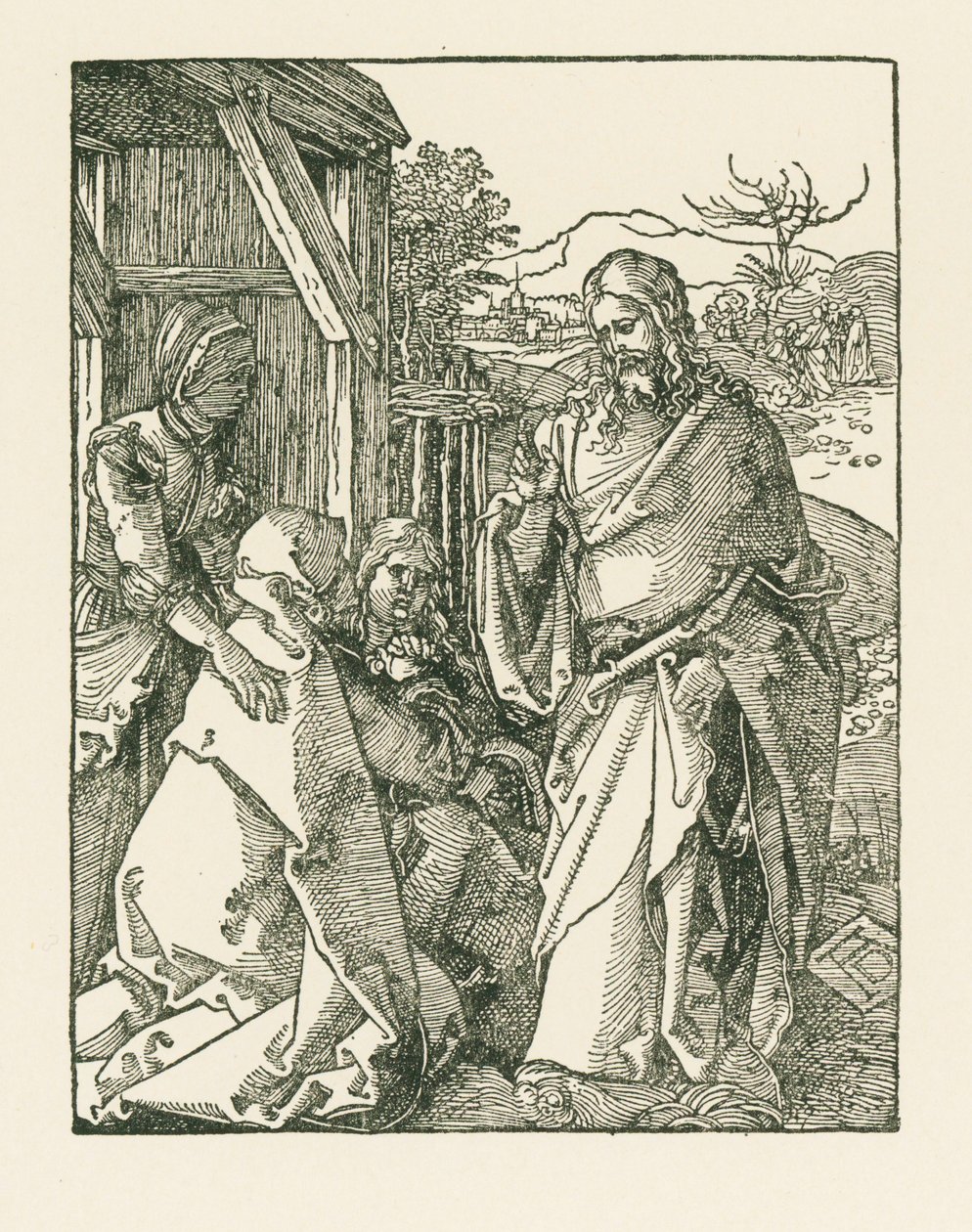 Christus neemt afscheid van zijn moeder, ca. 1508-09 (houtsnede) door Albrecht Dürer or Duerer