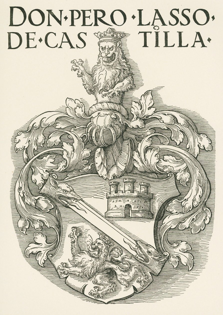 Wapenschild van Don Pedro Lasso de Castilla, ca. 1530 (houtsnede) door Albrecht Dürer or Duerer